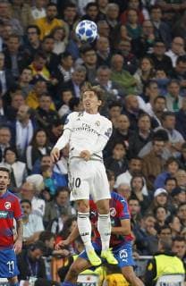 Soccer match between Real Madrid and Viktoria Plzen, of the Champions League 2018 2019, held at the Santiago Bernabeu stadium, in Madrid. (Photo: Jose Cuesta 261 Cordon Press). Luka Modric
