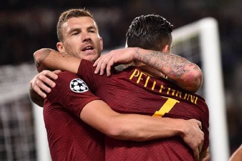 As Roma 23 10 2018 - Champions League Roma-Cska Mosca foto Antonello Sammarco Image nella foto: esultanza gol Edin Dzeko 