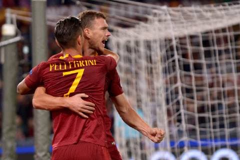 Esultanza dopo il gol di Edin Dzeko Roma. Goal celebration. Roma 23-10-2018 Stadio Olimpico Football Calcio UEFA Champions League 2018 2019 AS Roma - CSKA Moscow Foto Antonietta Baldassarre Insidefoto AntoniettaxBaldassarre