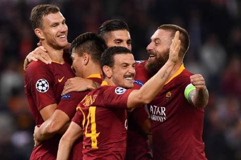As Roma 23 10 2018 - Champions League Roma-Cska Mosca foto Antonello Sammarco Image nella foto: esultanza gol Edin Dzeko 