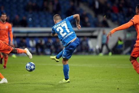 TSG 1899 Hoffenheim - Olympique Lyon Deutschland, Sinsheim, 23.10.2018, Fussball, UEFA Champions League, Saison 2018 2019, 3. Spieltag, TSG 1899 Hoffenheim - Olympique Lyon: Andrej Kramaric (TSG 1899 Hoffenheim); Tor 2:1 Kramaric.