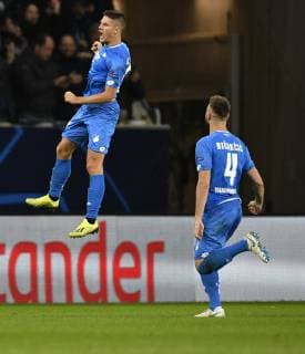 TOR zum 2:1 Andrej Kramaric TSG 1899 Hoffenheim Torjubel mit Ermin Bicakcic TSG 1899 Hoffenheim TSG 1899 Hoffenheim vs Olympique Lyon Champions League CL Gruppenphase 23.10.2018 DFL REGULATIONS PROHIBIT ANY USE OF PHOTOGRAPHS AS IMAGE SEQUENCES AND OR QUASI-VIDEO TSG 1899 Hoffenheim vs Olympique Lyon