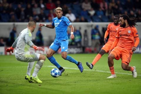 Sport Bilder des Tages TSG 1899 Hoffenheim - Olympique Lyon Deutschland, Sinsheim, 23.10.2018, Fussball, UEFA Champions League, Saison 2018 2019, 3. Spieltag, TSG 1899 Hoffenheim - Olympique Lyon: Joelinton (TSG 1899 Hoffenheim); Tor 3:3 Joelinton.