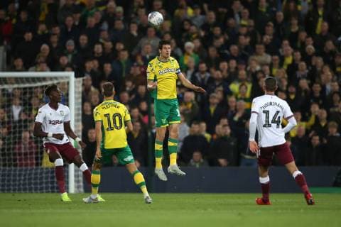Norwich City v Aston Villa Sky Bet Championship Timm Klose of Norwich wins a header during the Sky Bet Championship match at Carrow Road, Norwich Content Not Available For UK Newspapers Copyright: xPaulxChestertonx FIL-12446-0125