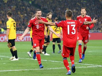Robert Lewandowski (FC Bayern Muenchen 9) Sebastian Rudy (FC Bayern Muenchen 19) jubel nach dem 0:2, AEK Athen vs. FC Bayern Muenchen, Fussball, Champions League Gruppenphase, 23.10.2018 AEK Athen vs. FC Bayern Muenchen, Fussball, Champions League Gruppenphase, 23.10.2018 Athen Copyright: xEIBNER HarryxLangerx EP_HLR