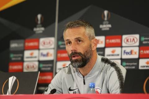 SOCCER - UEFA EL, RBS vs Rosenborg SALZBURG,AUSTRIA,24.OCT.18 - SOCCER - UEFA Europa League, Red Bull Salzburg vs Rosenborg BK, press conference PK Pressekonferenz RBS. Image shows head coach Marco Rose (RBS). GEPAxpictures xMathiasxMandl