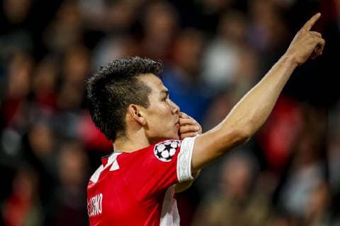 EINDHOVEN, Philips Stadium , 24-10-20-18, football, season 2018 2019 , Football Champions League , PSV - Tottenham Hotspur . PSV player Hirving Lozano celebrating the goal. PSV - Tottenham Hotspur  x2563933x