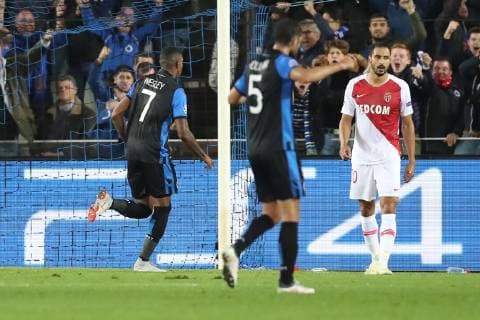 Club s Wesley Moraes celebrates after scoring during the soccer match between Club Brugge and French club AS Monaco, Wednesday 24 October 2018 in Brugge, on day three the UEFA Champions League, in group A. BRUNOxFAHY  x05454276x