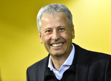 Dortmund, Germany 24.10.2018, UEFA Champions League - 2018 19 Season, Vorrunde, Gruppenphase - Gruppe A - 3. Spieltag, BV Borussia Dortmund - Atletico Madrid, Trainer Lucien Favre (BVB) lacht, lachen ( DeFodi521