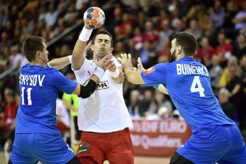 Rasmus Lauge i aktion i Danmark-Ukraine, herrehaandbold EHF EURO 2020 kvalifikation i Ceres Park & Arena, onsdag den 24. oktober 2018. . , Aarhus Denmark  Copyright: BoxAmstrupx COP101 spdk20181024-213224-L