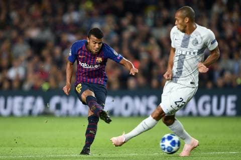 Db Barcellona (Spagna) 24 10 2018 - Champions League Barcellona-Inter foto Daniele Buffa Image nella foto: Rafinha-Joao Miranda 