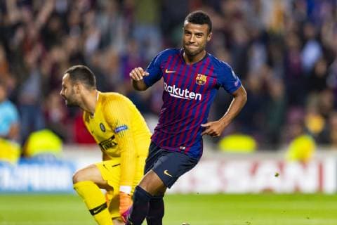 24.10.2018, xslx, Fussball Champions League, FC Barcelona Barca - Inter Mailand emspor, v.l. Rafinha Alcantara (FC Barcelona) Jubelt nach den Tor 1-0 (DFL DFB REGULATIONS PROHIBIT ANY USE OF PHOTOGRAPHS as IMAGE SEQUENCES and or QUASI-VIDEO) Barcelona