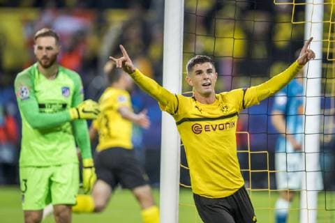 Fußball: UEFA Champions League, CL, Saison 2018 2019, 3. Spieltag, Borussia Dortmund - Athletico Madrid in Dortmund (Nordrhein-Westfalen). Dortmunds Christian Pulisic jubelt nach dem Tor zum 2:0. Copyright: xKirchner DavidxInderliedx