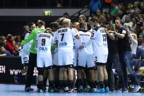 Die deutsche Mannschaft schwoert sich auf das Spiel gegen Israel ein Deutschland vs Israel, Handball, EM-Qualifikation, 24.10.2018 Deutschland vs Israel, Handball, EM-Qualifikation, 24.10.2018 Wetzlar Copyright: xEIBNER RenexWeissx EP_RWS