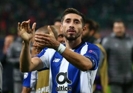 MOSCOW, RUSSIA â€“ OCTOBER 24, 2018: FC Portoâ€™s Hector Herrera celebrates winning their 2018 19 UEFA Champions League Group D Round 3 football match against FC Lokomotiv Moscow with a 3-1 score at RZD Arena Stadium. Anton Novoderezhkin TASS  TS09516F