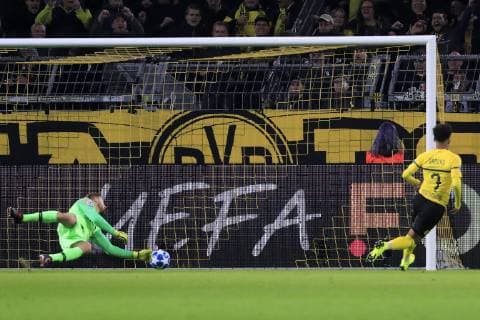 SANCHO Jadon Team BVB schiesst das 3 : 0 gegen Torwart OBLAK Jan UEFA Championsleague Saison 2018-2019 Gruppe A Spiel Borussia Dortmund-Atletico Madrid 4 : 0 am 24.Oktober 2018 in Dortmund