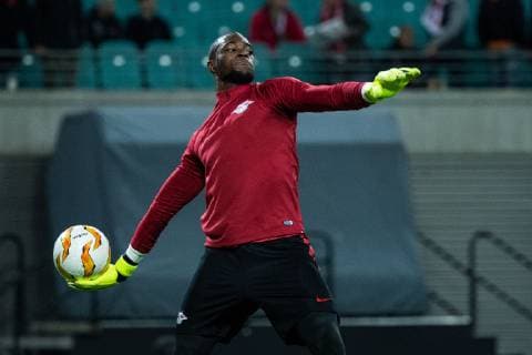 25.10.2018, xkvx, Fussball UEFA Europa League, RB Leipzig - Celtic Glasgow emspor, v.l. Yvon Mvogo (RB Leipzig) (DFL DFB REGULATIONS PROHIBIT ANY USE OF PHOTOGRAPHS as IMAGE SEQUENCES and or QUASI-VIDEO) Leipzig