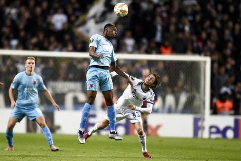 Rasmus Falk (33), FC Koebenhavn og Ibrahim Traore, Slavia Prag kaemper om bolden i Europa League gruppespil: FC Koebenhavn - Slavia Prag I Telia Parken torsdag den 25 oktober 2018. , Denmark  Copyright: LiselottexSabroex COP101 spdk20181025-192100-L