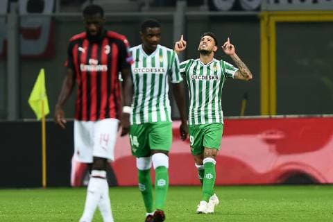 Db Milano 25 10 2018 - Europa League Milan-Betis foto Daniele Buffa Image nella foto: esultanza gol Antonio Sanabria 