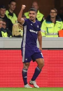 Anderlecht s Zakaria Bakkali celebrates after scoring during the match between Belgian soccer team RSC Anderlecht and Turkish team Fenerbahce, Thursday 25 October 2018 in Anderlecht on the third day of the UEFA Europa League group stage, in group D. VIRGINIExLEFOUR  x05455079x