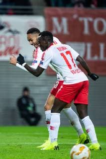 25.10.2018, xkvx, Fussball UEFA Europa League, RB Leipzig - Celtic Glasgow emspor, v.l. Tor, Torjubel, Goal celebration, celebrate the goal zum 2:0 durch Bruma (RB Leipzig) (DFL DFB REGULATIONS PROHIBIT ANY USE OF PHOTOGRAPHS as IMAGE SEQUENCES and or QUASI-VIDEO) Leipzig