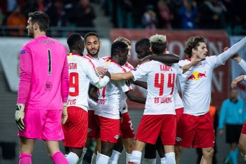 25.10.2018, xkvx, Fussball UEFA Europa League, RB Leipzig - Celtic Glasgow emspor, v.l. Tor, Torjubel, Goal celebration, celebrate the goal zum 2:0 durch Bruma (RB Leipzig) (DFL DFB REGULATIONS PROHIBIT ANY USE OF PHOTOGRAPHS as IMAGE SEQUENCES and or QUASI-VIDEO) Leipzig
