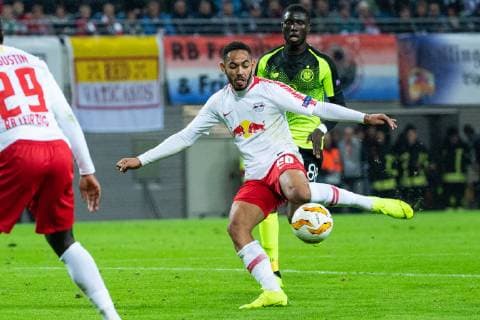 25.10.2018, xkvx, Fussball UEFA Europa League, RB Leipzig - Celtic Glasgow emspor, v.l. Matheus Cunha (RB Leipzig) (DFL DFB REGULATIONS PROHIBIT ANY USE OF PHOTOGRAPHS as IMAGE SEQUENCES and or QUASI-VIDEO) Leipzig
