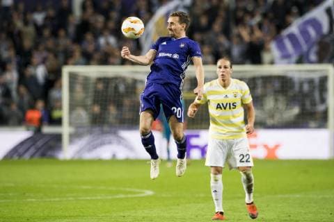 Anderlecht s Sven Kums pictured in action during the match between Belgian soccer team RSC Anderlecht and Turkish team Fenerbahce, Thursday 25 October 2018 in Anderlecht on the third day of the UEFA Europa League group stage, in group D. JASPERxJACOBS  x05455169x