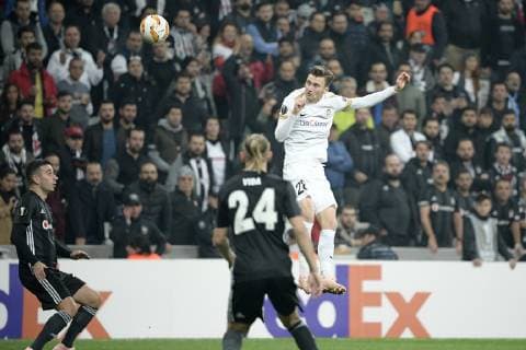 Genk s Bryan Heynen pictured in action during the match between Belgian soccer team KRC Genk and Turkish club Besiktas, in Istanbul, Turkey, Thursday 25 October 2018 on the third day of the UEFA Europa League group stage, in group I. YORICKxJANSENS  x05455223x