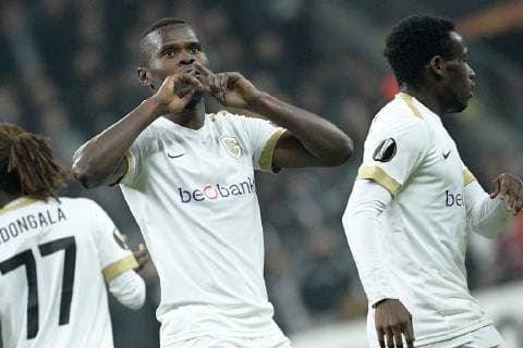 Genk s Aly Mbwana Samatta celebrates after scoring during the match between Belgian soccer team KRC Genk and Turkish club Besiktas, in Istanbul, Turkey, Thursday 25 October 2018 on the third day of the UEFA Europa League group stage, in group I. YORICKxJANSENS  x05455257x