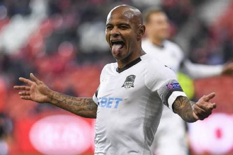 Krasnodar s Ari celebrates after scoring during the match between Belgian soccer team Standard de Liege and Russian team Krasnodar in Liege, Thursday 25 October 2018, on the third day of the UEFA Europa League group stage, in group J. LAURIExDIEFFEMBACQ  x05455290x
