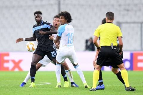 20 FELIPE CAICEDO (LAZ) - 19 LUIZ GUSTAVO (OM) FOOTBALL : Marseille vs Lazio Rome - Ligue Europa - 25 10 2018 FEP Panoramic 