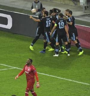 But de Wallace FOOTBALL : Ligue Europa - OM Vs Lazio de Rome 25 10 2018 - match aller MAO Panoramic 