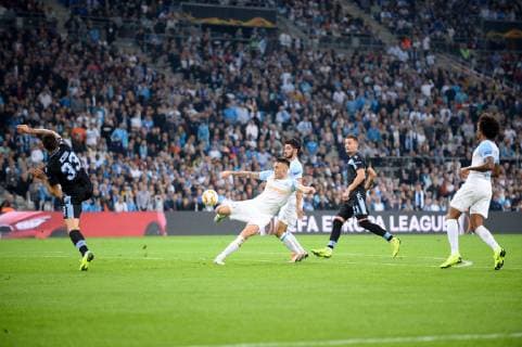 05 LUCAS OCAMPOS (OM) - 21 SERGEJ MILINKOVIC SAVIC (LAZ) FOOTBALL : Marseille vs Lazio Rome - Ligue Europa - 25 10 2018 FEP Panoramic 