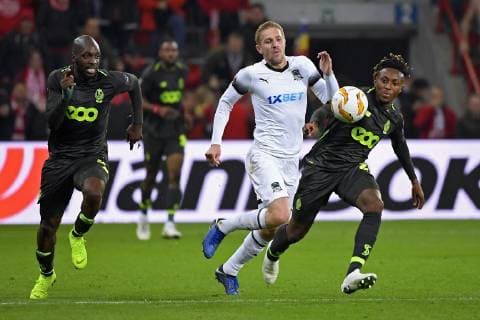 Pedro Luis Cavanda defender of Standard Liege, Yuri Gazinski of Krasnodar, Samuel Bastien midfielder of Standard Liege FOOTBALL : Standard de Liege vs Futbolny Klub Krasnodar - Ligue europeenne - 25 10 2018 PhotoNews Panoramic  775220002