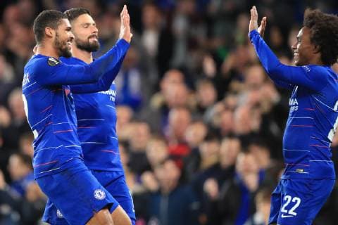 Chelsea v FC BATE Borisov UEFA Europa League Ruben Loftus-Cheek of Chelsea celebrates scoring their second goal to make it 2-0 agains FC BATE Borisov during the UEFA Europa League match at Stamford Bridge, London Content Not Available For UK Newspapers Copyright: xRomenaxFogliatix FIL-12452-0005