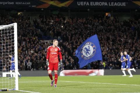 Denis Scherbitski of BATE Borisov is beaten for the first goal during the UEFA Europa League group stage match between Chelsea and FC BATE Borisov at Stamford Bridge, London, England on 25 October 2018. Copyright: xCarltonxMyriex 21630048