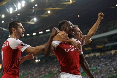 Sport Bilder des Tages October 25, 2018 - Lisbon, Portugal, Portugal - Danny Welbeck of Arsenal FC seen celebrating with his team mates after scoring a goal during the Europa League Group E 2018 19 football match between Sporting CP vs Arsenal FC. Sporting CP vs Arsenal FC in Lisbon, Spain - 25 Oct 2018 - ZUMAs197 86236472st Copyright: xDavidxMartinsx