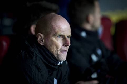 FCKs cheftraener Staale Solbakken i Europa League kampen mellem FCK - SK Slavia Praha i Telia Parken torsdag den 25 oktober 2018. FC Koebenhavn faar svaert ved at naa foraarets knockoutkampe i Europa League efter nederlag til Slavia Prag i Parken. Det skriver Ritzau, fredag den 26. oktober 2018.. , Copenhagen Denmark  Copyright: Scanpix LiselottexSabroex cop108 spdk20181026-073318-L