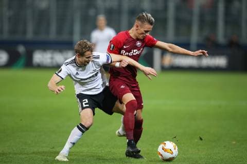 SOCCER - UEFA EL, RBS vs Rosenborg SALZBURG,AUSTRIA,25.OCT.18 - SOCCER - UEFA Europa League, group stage, Red Bull Salzburg vs Rosenborg BK. Image shows Vegar Eggen Hedenstad (Rosenborg) and Hannes Wolf (RBS). GEPAxpictures xMathiasxMandl
