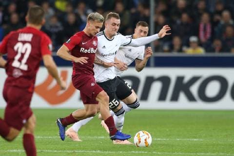 SOCCER - UEFA EL, RBS vs Rosenborg SALZBURG,AUSTRIA,25.OCT.18 - SOCCER - UEFA Europa League, group stage, Red Bull Salzburg vs Rosenborg BK. Image shows Fredrik Gulbrandsen (RBS) and Besim Serbecic (Rosenborg). GEPAxpictures xMathiasxMandl
