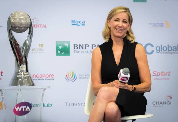 October 27, 2018 - Kallang, SINGAPORE - Chris Evert talks to the media at the 2018 WTA Tennis Damen Finals tennis tournament 2018 WTA Finals - 27 Oct - ZUMAa181 20181027_zaa_a181_014 Copyright: xAFP7x