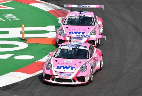 Thomas Preining, Michael Ammermueller, Lechner Racing, Porsche Supercup, formula 1 GP, Mexiko, Mexiko Stadt, 28.10.2018 Photo:mspb Lukas Gorys Thomas Preining, Michael Ammermueller, Porsche Supercup, Mexiko, 2018