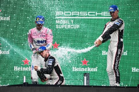 Motorsports: Porsche Mobil 1 Supercup, Mexico 2018, 1 Michael Ammermüller (D, BWT Lechner Racing) 19 Julien Andlauer (F, martinet by ALMERAS) 2 Thomas Preining (A, BWT Lechner Racing) Mexico-City Mexico