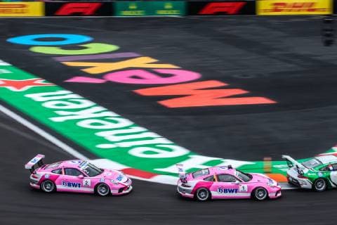 Motorsports: Porsche Mobil 1 Supercup, Mexico 2018, 1 Michael Ammermüller (D, BWT Lechner Racing) 2 Thomas Preining (A, BWT Lechner Racing) Mexico-City Mexico