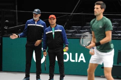 Rolex Masters Paris 2018 - Novak Djokovic - Serbie - Marian Vajda - Republique Tcheque TENNIS : Rolex Masters Paris - Paris - 28 10 2018 chryslenecaillaud panoramic 