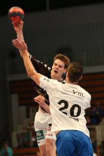 Handball Handball 3.Liga Nord 2018 2019 - Handball Sportverein Hamburg vs. TSV Bayer Dormagen Finn Wullenweber (Hamburg),Nuno Rebelo (Dormagen), Sporthalle Hamburg Hamburg