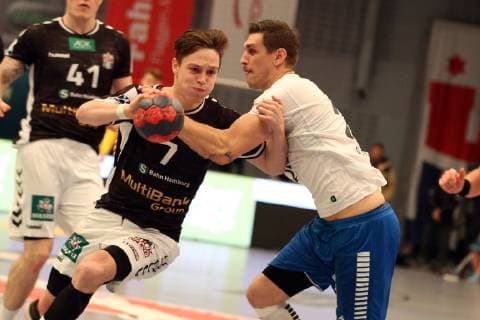 Handball Handball 3.Liga Nord 2018 2019 - Handball Sportverein Hamburg vs. TSV Bayer Dormagen Leif Tissier (Hamburg),Benjamin Richter (Dormagen), Sporthalle Hamburg Hamburg