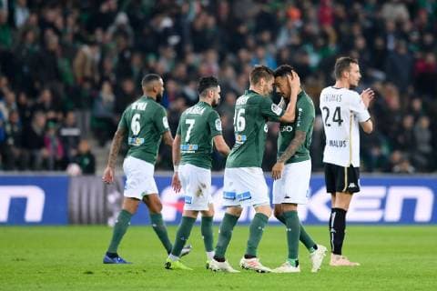 05 TIMOTHEE KOLODZIEJCZAK (ASSE) - 26 MATHIEU DEBUCHY (ASSE) - JOIE FOOTBALL : Saint Etienne vs Angers - Ligue 1 Conforama - 04 11 2018 FEP Panoramic 