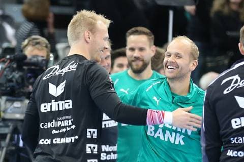 SG Flensburg-Handewitt vs Skjern Handbold, Handball, EHF Champions League Gruppenphase, 04.11.18 Anders Zachariassen (SG Flensburg-Handewitt, 22) mit Anders Eggert (Skjern Handbold, 07)